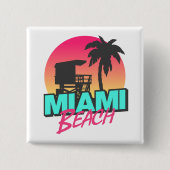 Miami Beach Travel  Vierkante Button 5,1 Cm (Voorkant)