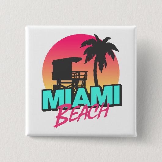 Miami Beach Travel  Vierkante Button 5,1 Cm (Voorkant)