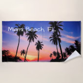 Miami Beach Tropische Schilderachtig Sunset Strandlaken (Voorkant)