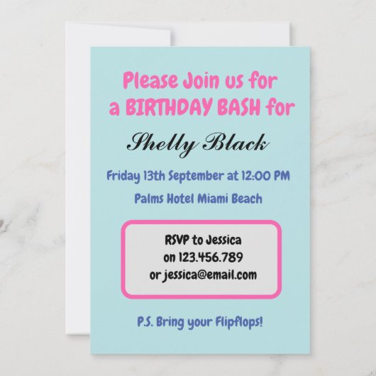 Miami Beach uitnodiging (Achterkant)