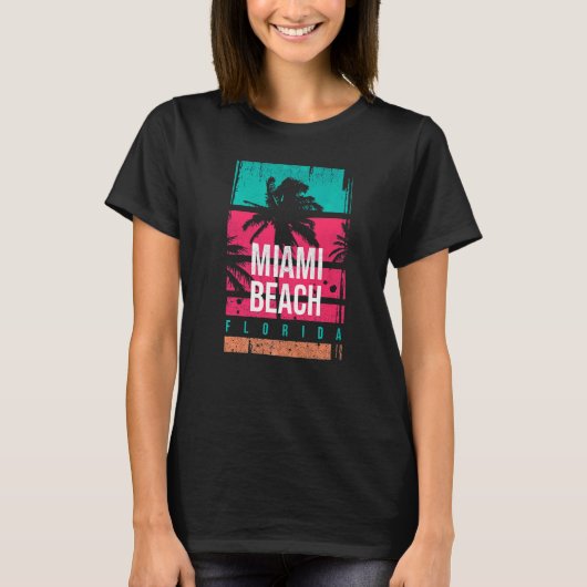 Miami Beach Vacation Souvenir Clothes 80's Miami B T-shirt (Voorkant)