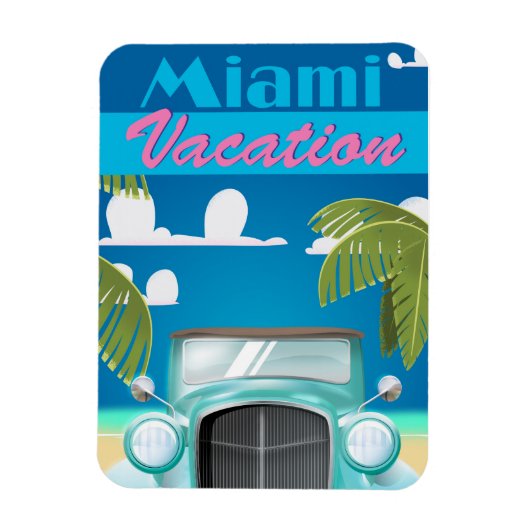 Miami Beach vakantie VS vintage reisposter Magneet (Verticaal)