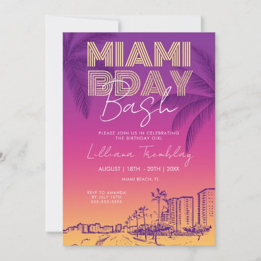 Miami Beach Verjaardagsweekend Itinerary Kaart (Voorkant)