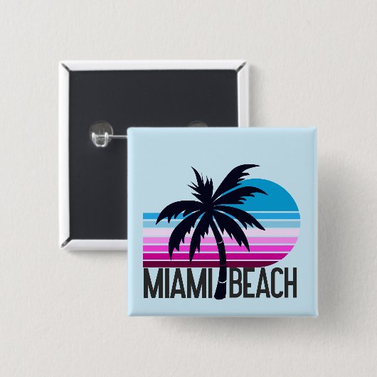Miami Beach Vierkante Button 5,1 Cm (Voorkant /achterkant)