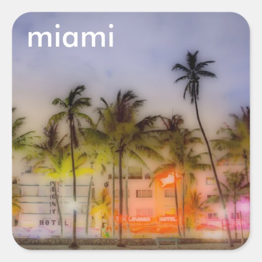 Miami BEACH Vierkante Sticker (Voorkant)