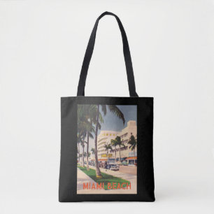 Miami Beach Vintage 1940s Straatscène Tote Bag