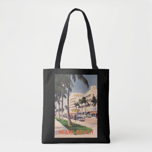 Miami Beach Vintage 1940s Straatscène Tote Bag (Voorkant)