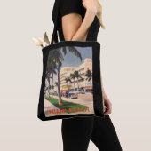 Miami Beach Vintage 1940s Straatscène Tote Bag (Dichtbij)