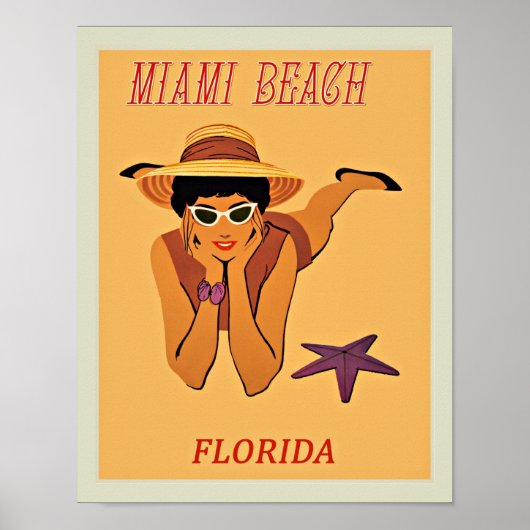 Miami Beach vintage-poster Poster (Voorkant)