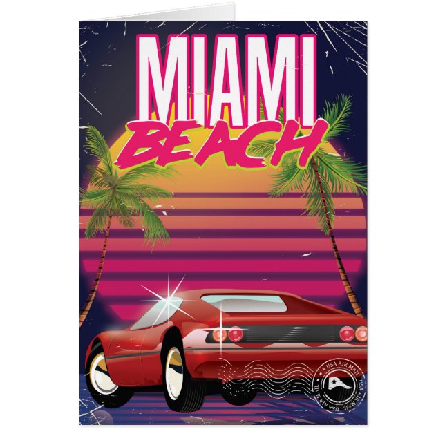 Miami Beach vintage reisposter (Voorkant)