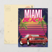 Miami Beach vintage reisposter Briefkaart (Voorkant / Achterkant)