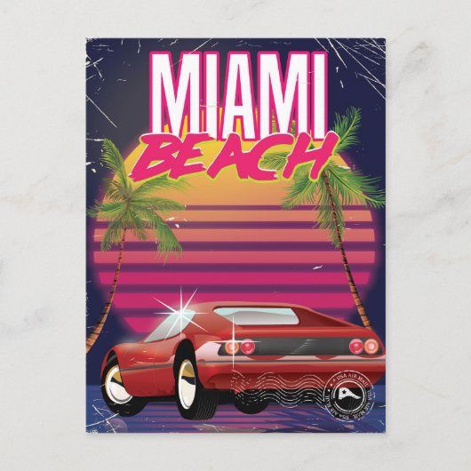 Miami Beach vintage reisposter Briefkaart (Voorkant)