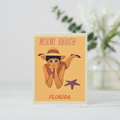 Miami Beach vintage reisposter Briefkaart (Staand voorkant)