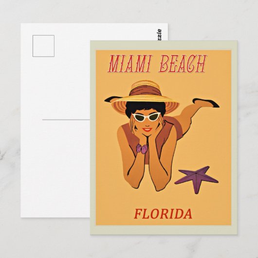 Miami Beach vintage reisposter Briefkaart (Voorkant / Achterkant)