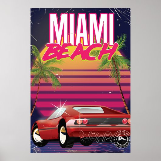 Miami Beach vintage reisposter Poster (Voorkant)