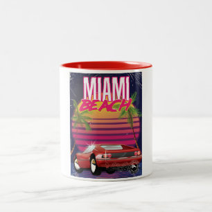 Miami Beach vintage reisposter Tweekleurige Koffiemok