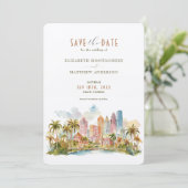 MIAMI Beach Waterfront Elegance Save-the-Date Kaart (Staand voorkant)
