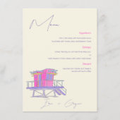 Miami Beach Waterverf Bruiloft Menu (Voorkant)