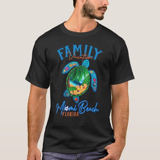 Miami Beach Zee Turtle Florida Matching Family Vac T-shirt (Voorkant)