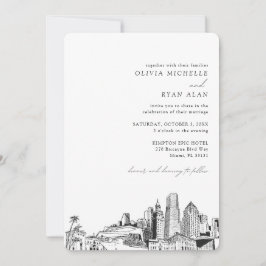 Miami Bestemming Bruiloft Skyline Uitnodiging
