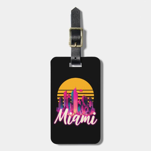 Miami bij zonsondergang bagagelabel (Voorkant verticaal)