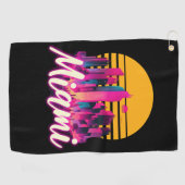 Miami bij zonsondergang golfhanddoek (Horizontaal)