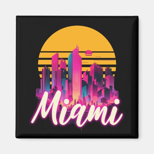 Miami bij zonsondergang magneet (Voorkant)