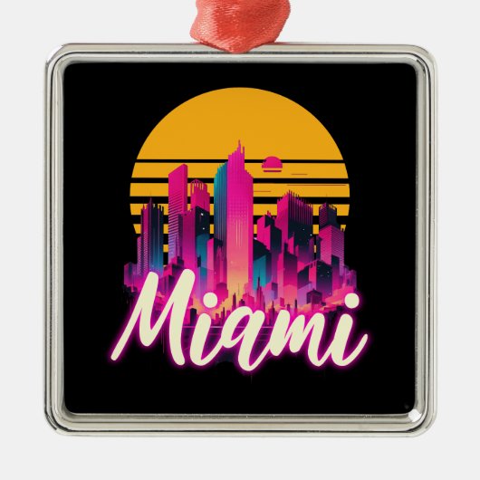 Miami bij zonsondergang metalen ornament (Voorkant)
