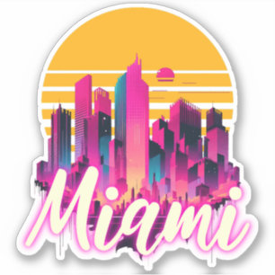 Miami bij zonsondergang sticker