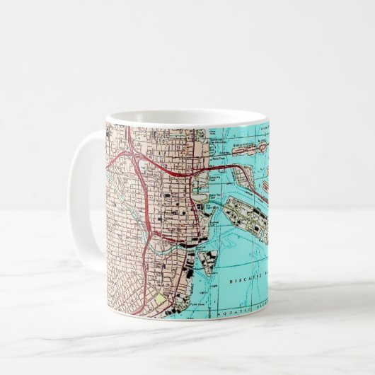 Miami Biscayne Bay Kaart Mok (Voorkant links)
