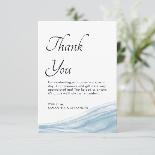 Miami Blue Ocean Waterverf Wedding Hartelijk dank Bedankkaart (Staand voorkant)