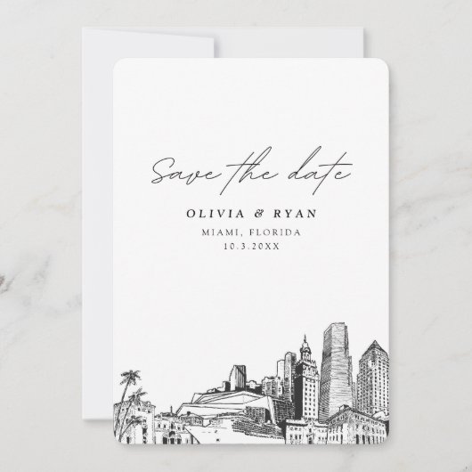 Miami Bruiloft Save the Date Downtown Bruiloft Kaart (Voorkant)
