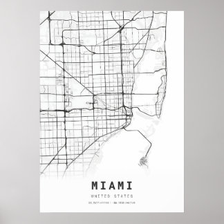 Miami Cartography Stadsplattegrond Poster