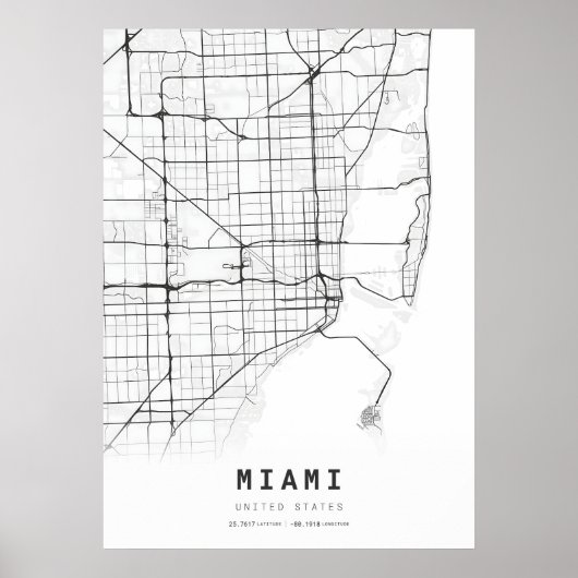 Miami Cartography Stadsplattegrond Poster (Voorkant)