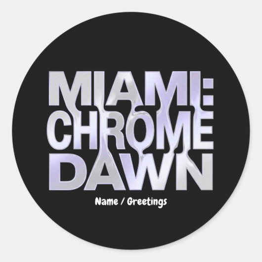 Miami Chrome Dawn Liquid Metal Y3K Aesthetic Art Ronde Sticker (Voorkant)