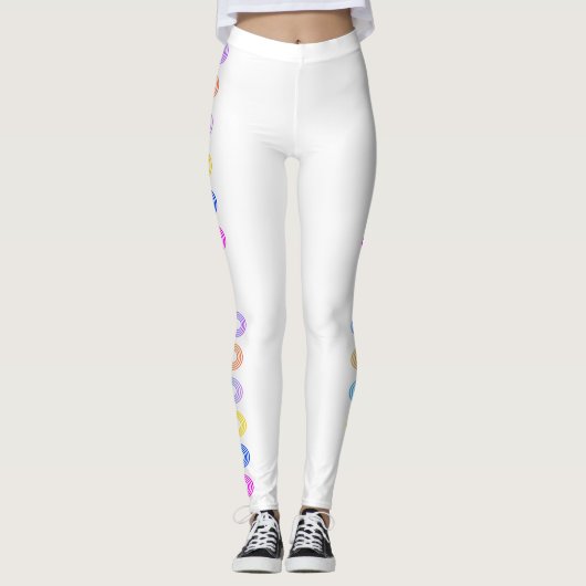 Miami Circles Wit Ontwerp Leggings (Voorkant)