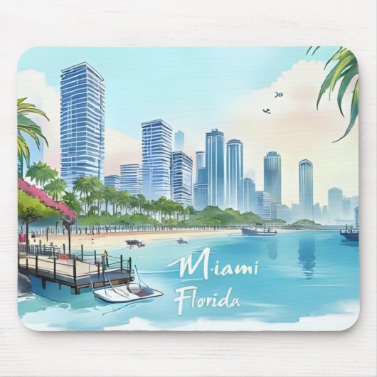 Miami City Florida silhouet Muismat (Voorkant)