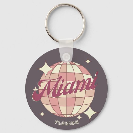 Miami City Florida vakantiereis souvenir paarse Sleutelhanger (Voorkant)