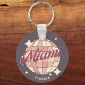 Miami City Florida vakantiereis souvenir paarse Sleutelhanger (Voorkant)