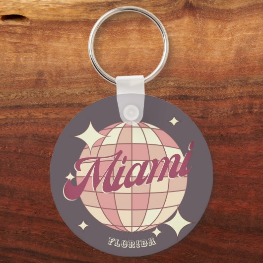 Miami City Florida vakantiereis souvenir paarse Sleutelhanger (Voorkant)