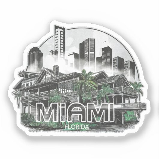 Miami City Florida Verenigde Staten Sticker (Voorkant)