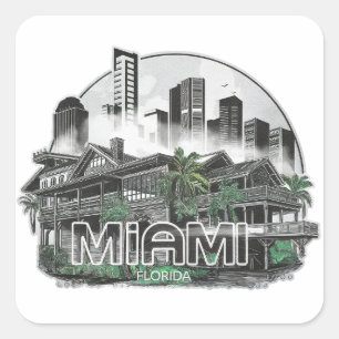 Miami City Florida Verenigde Staten Vierkante Sticker