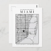 Miami City Map + Locatiemarker Briefkaart (Voorkant / Achterkant)
