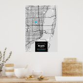 Miami City Map + Markeer je locatie Poster (Keuken)