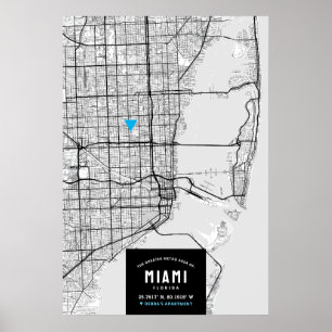 Miami City Map + Markeer je locatie Poster