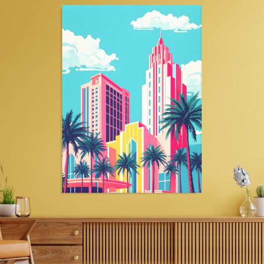 Miami City Vibes Canvas Afdruk (Insitu (Woonkamer))