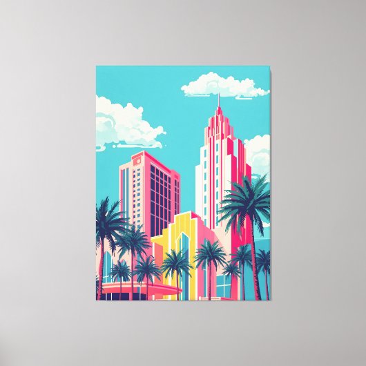 Miami City Vibes Canvas Afdruk (Voorkant)