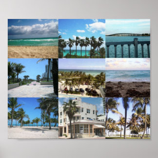 Miami Collage - 50 Shades of Blauw Poster