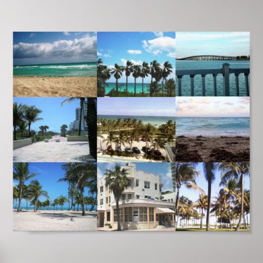 Miami Collage - 50 Shades of Blauw Poster (Voorkant)