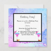 MIAMI DISCO COCKTAIL BIRTHDAY ARTIJ INVITATIE KAART (Voorkant)